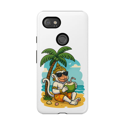 Divine Guard Hanuman Tropical Phone Case, Fun Coconut Drink, Summer Beach Vibes, Gifts for Animal Lovers, Travel Accessory