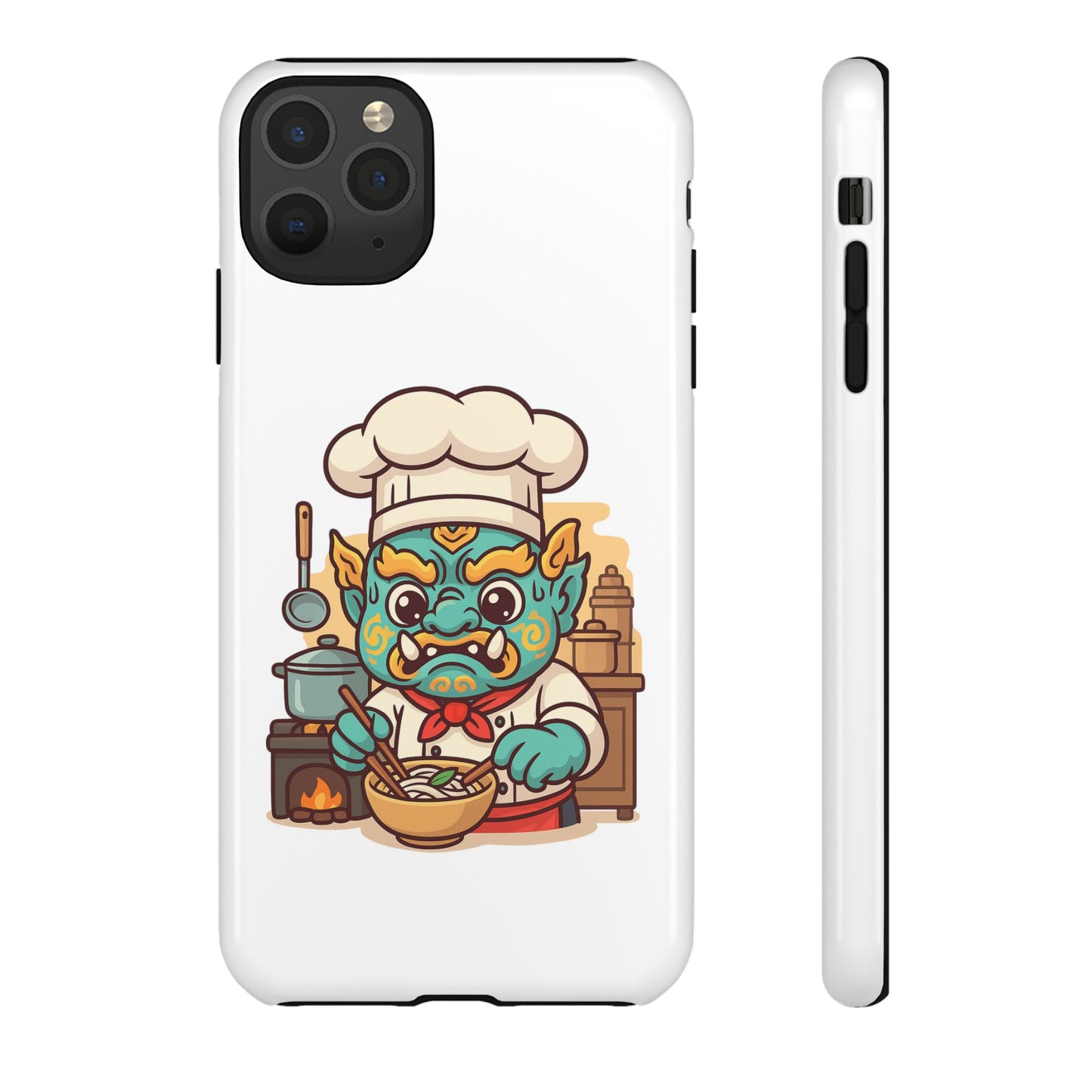 Yeak Chef Phone Case, Tough Khmer Cover, Num Banh Chok Art, Cute Monster Chef Phone Case - Adorable Cooking Gift
