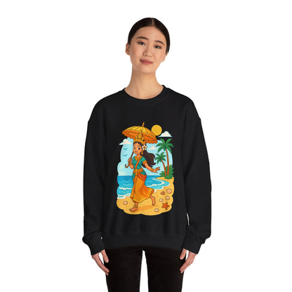 Tropical Vibes Sweatshirt, Beach Vacation Crewneck Jumper, Apsara's Shoreline Grace, Ocean Lover Top, Unisex Sweatshirt Gift, Coastal Wear