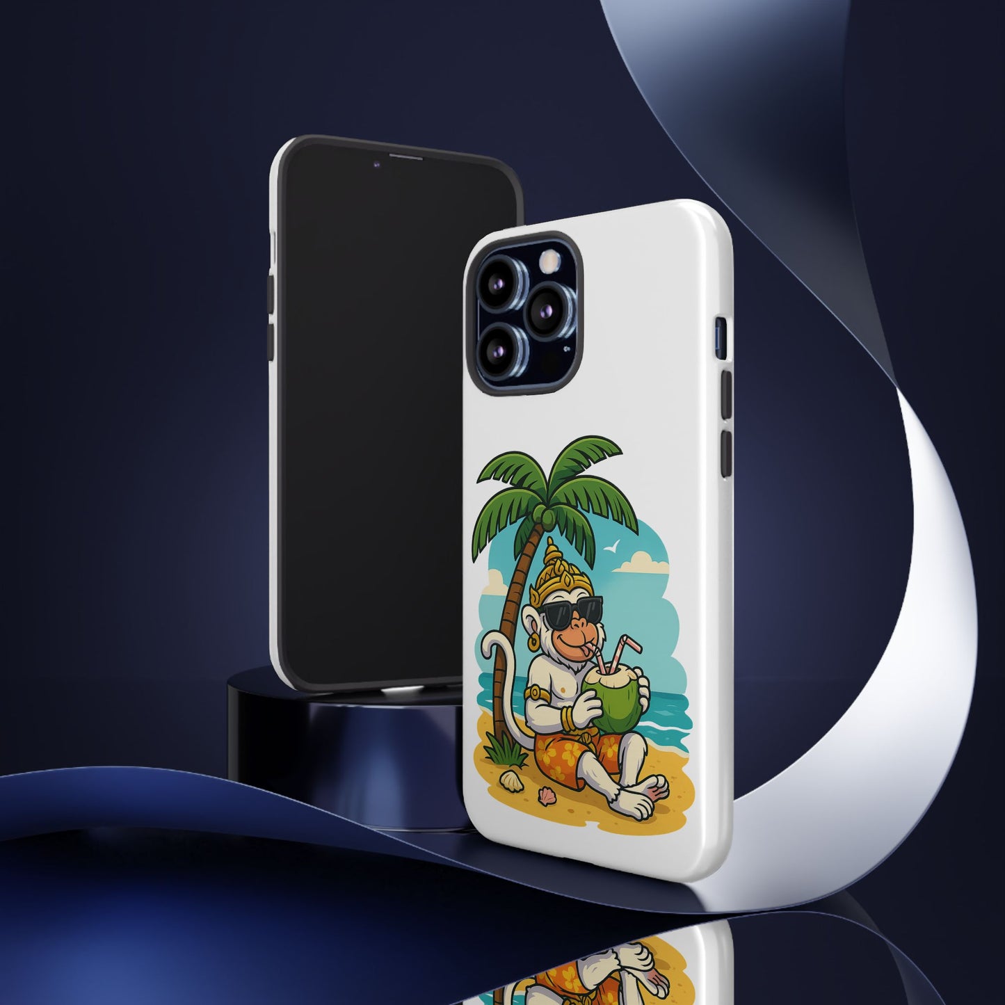 Divine Guard Hanuman Tropical Phone Case, Fun Coconut Drink, Summer Beach Vibes, Gifts for Animal Lovers, Travel Accessory