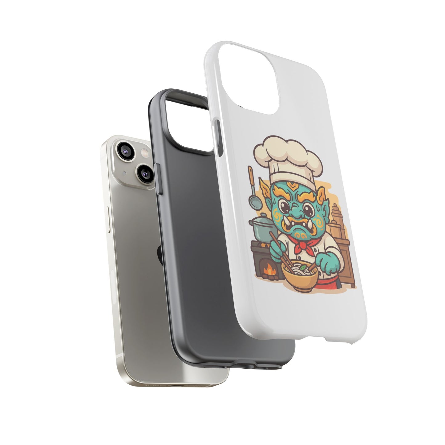 Yeak Chef Phone Case, Tough Khmer Cover, Num Banh Chok Art, Cute Monster Chef Phone Case - Adorable Cooking Gift
