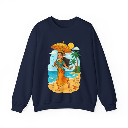 Tropical Vibes Sweatshirt, Beach Vacation Crewneck Jumper, Apsara's Shoreline Grace, Ocean Lover Top, Unisex Sweatshirt Gift, Coastal Wear