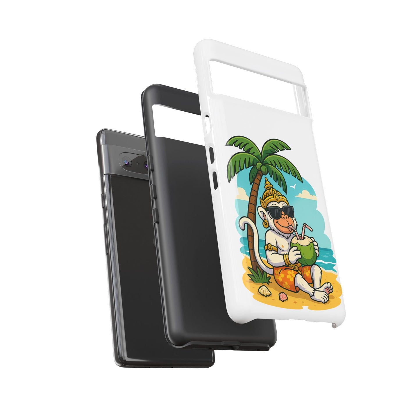 Divine Guard Hanuman Tropical Phone Case, Fun Coconut Drink, Summer Beach Vibes, Gifts for Animal Lovers, Travel Accessory