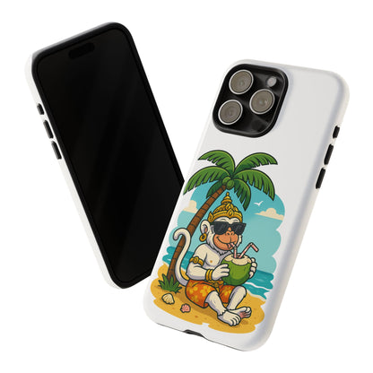 Divine Guard Hanuman Tropical Phone Case, Fun Coconut Drink, Summer Beach Vibes, Gifts for Animal Lovers, Travel Accessory