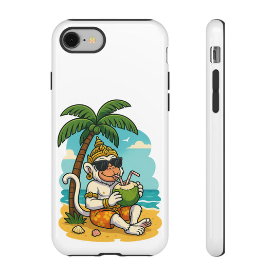 Divine Guard Hanuman Tropical Phone Case, Fun Coconut Drink, Summer Beach Vibes, Gifts for Animal Lovers, Travel Accessory