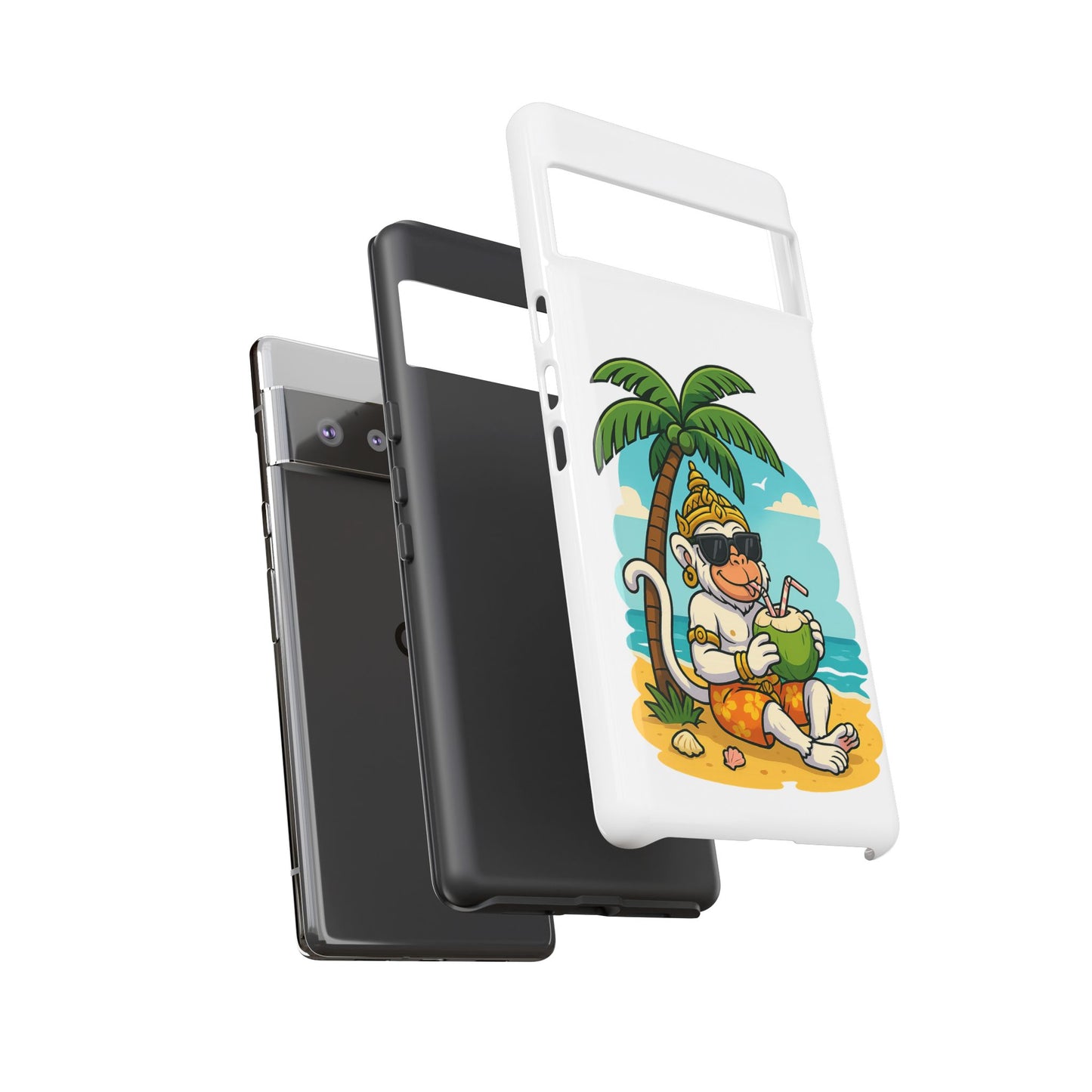 Divine Guard Hanuman Tropical Phone Case, Fun Coconut Drink, Summer Beach Vibes, Gifts for Animal Lovers, Travel Accessory