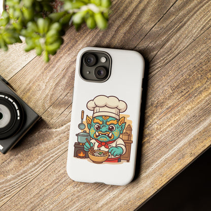 Yeak Chef Phone Case, Tough Khmer Cover, Num Banh Chok Art, Cute Monster Chef Phone Case - Adorable Cooking Gift