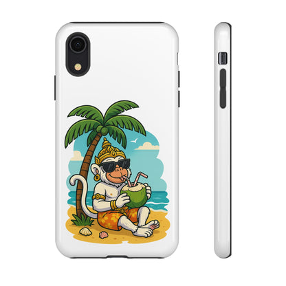 Divine Guard Hanuman Tropical Phone Case, Fun Coconut Drink, Summer Beach Vibes, Gifts for Animal Lovers, Travel Accessory