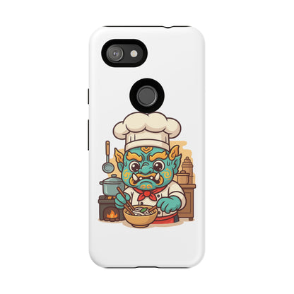 Yeak Chef Phone Case, Tough Khmer Cover, Num Banh Chok Art, Cute Monster Chef Phone Case - Adorable Cooking Gift