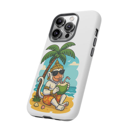 Divine Guard Hanuman Tropical Phone Case, Fun Coconut Drink, Summer Beach Vibes, Gifts for Animal Lovers, Travel Accessory