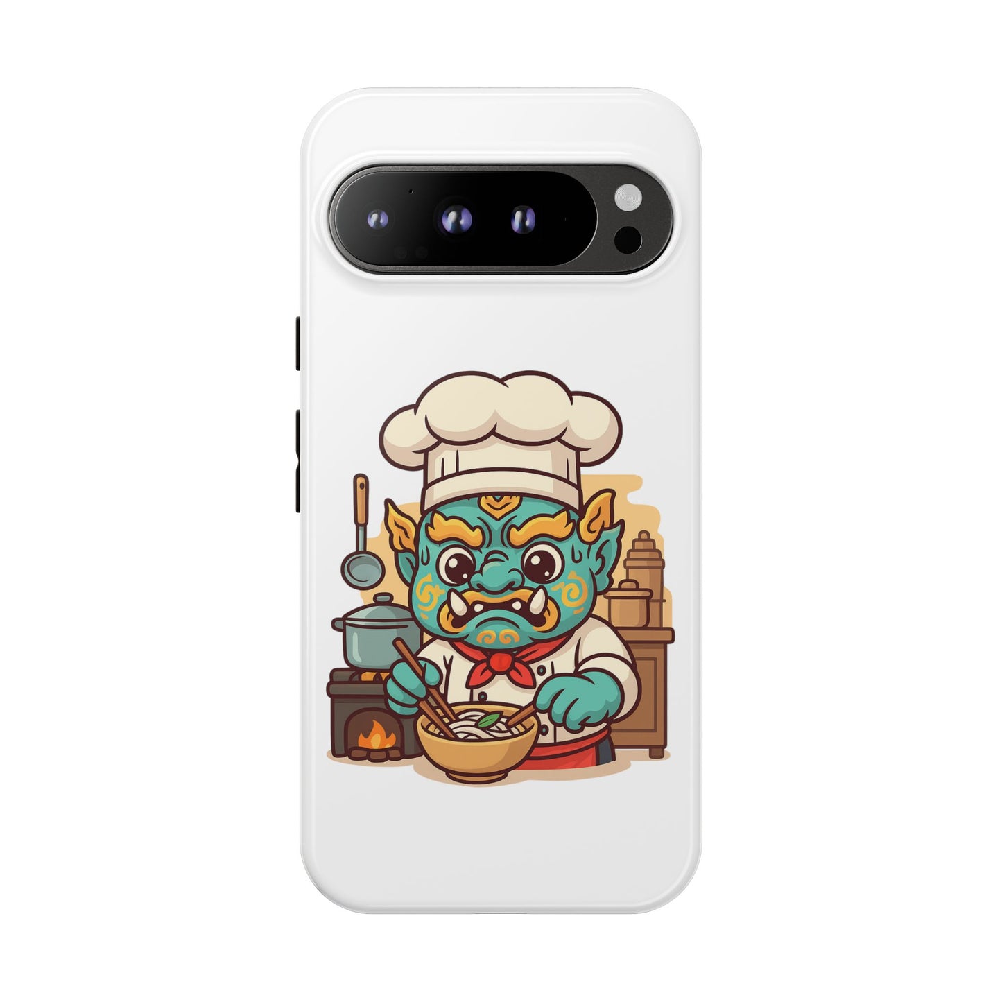 Yeak Chef Phone Case, Tough Khmer Cover, Num Banh Chok Art, Cute Monster Chef Phone Case - Adorable Cooking Gift