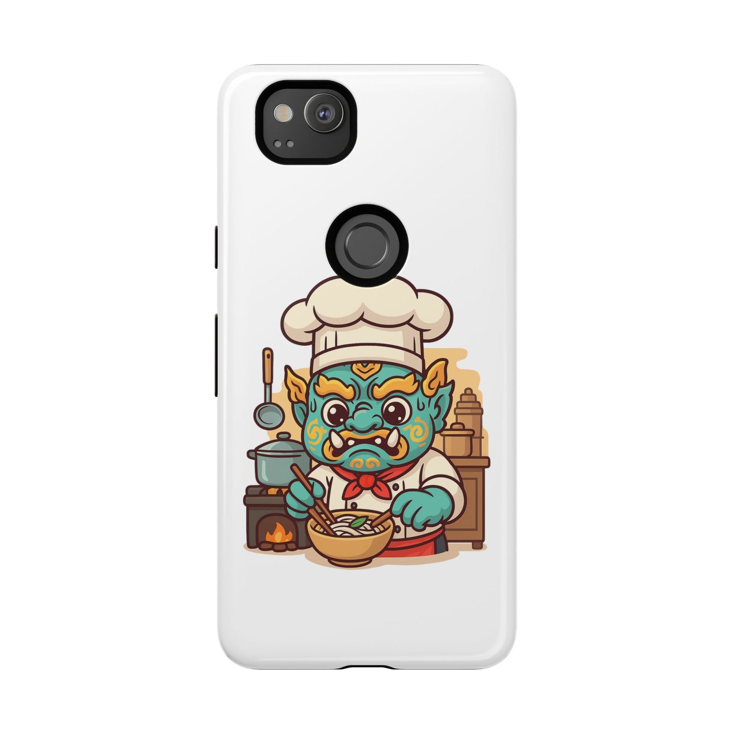Yeak Chef Phone Case, Tough Khmer Cover, Num Banh Chok Art, Cute Monster Chef Phone Case - Adorable Cooking Gift