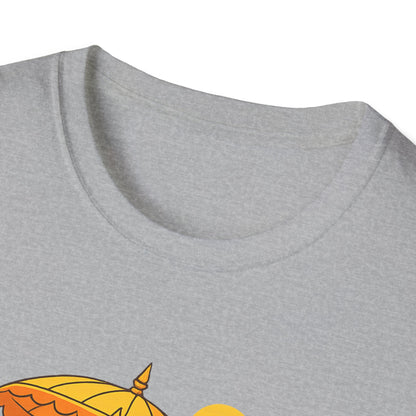 Beach Vibes T-Shirt with Sunset and Umbrella Graphic, Summer Gift, Travel Tee, Ocean Lover Shirt, Casual Everyday Wear