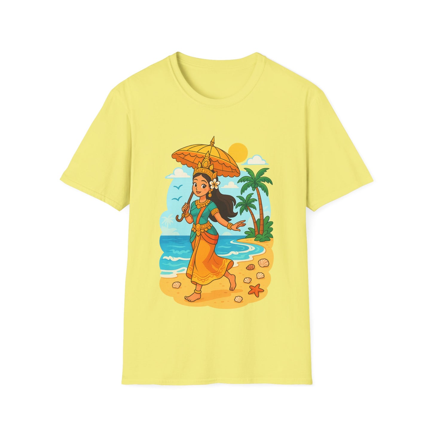 Beach Vibes T-Shirt with Sunset and Umbrella Graphic, Summer Gift, Travel Tee, Ocean Lover Shirt, Casual Everyday Wear