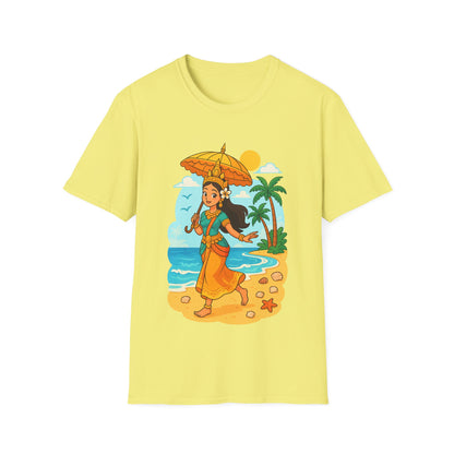 Beach Vibes T-Shirt with Sunset and Umbrella Graphic, Summer Gift, Travel Tee, Ocean Lover Shirt, Casual Everyday Wear