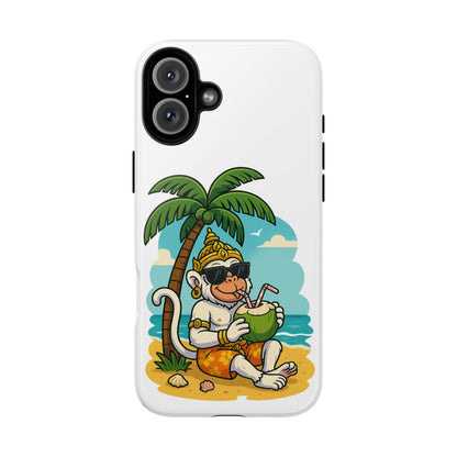 Divine Guard Hanuman Tropical Phone Case, Fun Coconut Drink, Summer Beach Vibes, Gifts for Animal Lovers, Travel Accessory