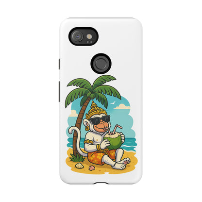 Divine Guard Hanuman Tropical Phone Case, Fun Coconut Drink, Summer Beach Vibes, Gifts for Animal Lovers, Travel Accessory