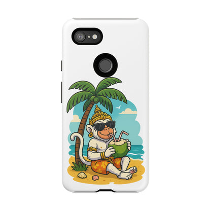Divine Guard Hanuman Tropical Phone Case, Fun Coconut Drink, Summer Beach Vibes, Gifts for Animal Lovers, Travel Accessory