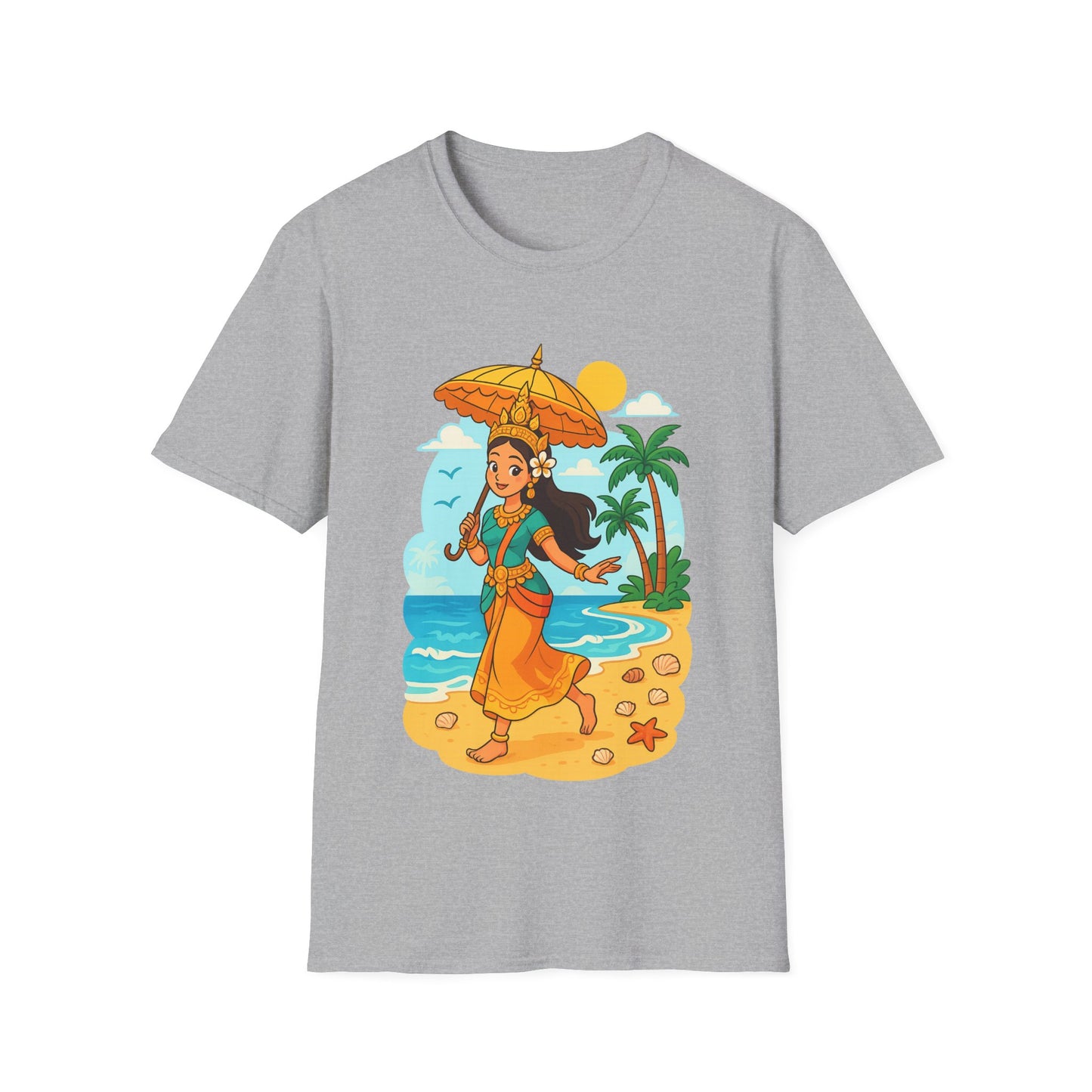 Beach Vibes T-Shirt with Sunset and Umbrella Graphic, Summer Gift, Travel Tee, Ocean Lover Shirt, Casual Everyday Wear