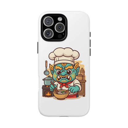 Yeak Chef Phone Case, Tough Khmer Cover, Num Banh Chok Art, Cute Monster Chef Phone Case - Adorable Cooking Gift
