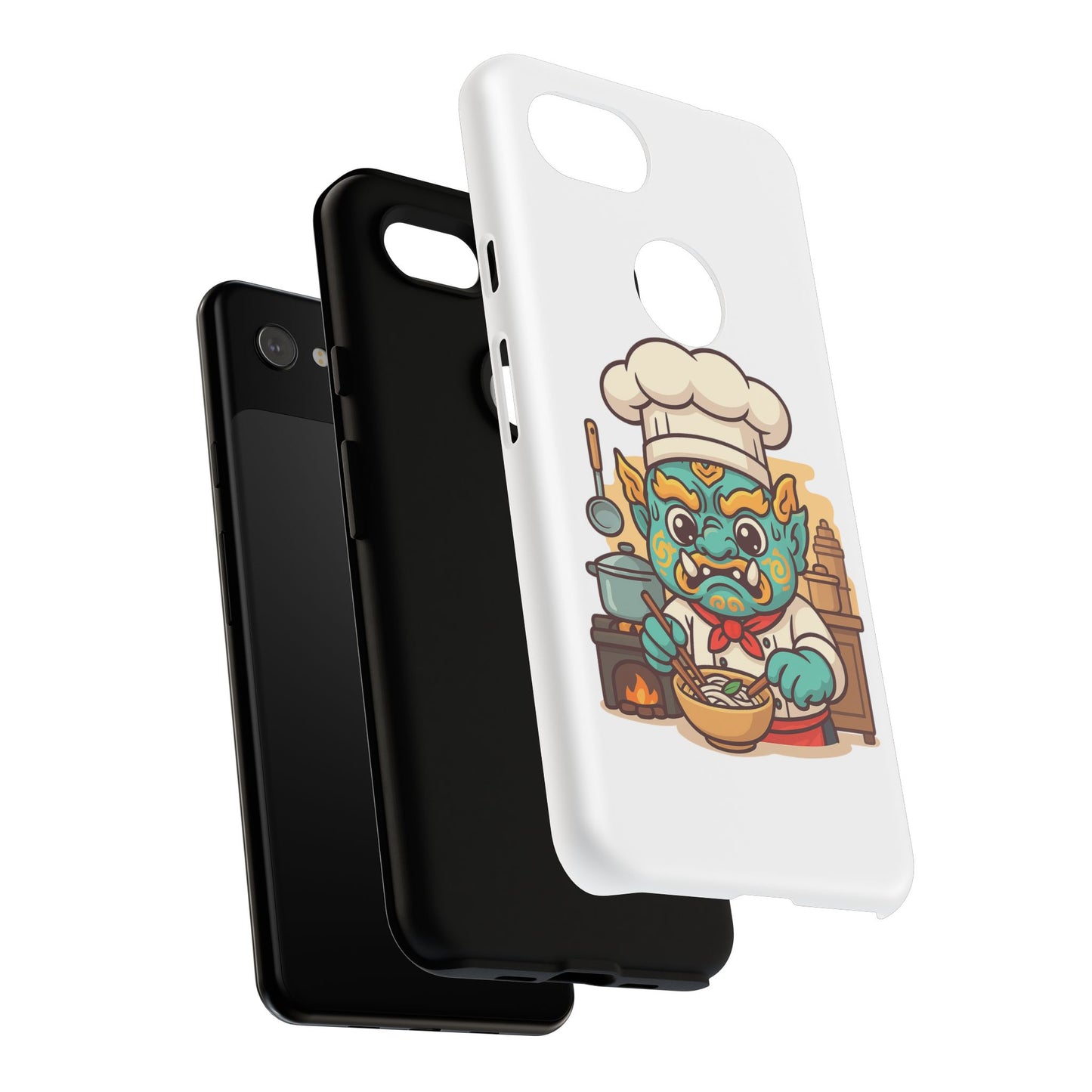 Yeak Chef Phone Case, Tough Khmer Cover, Num Banh Chok Art, Cute Monster Chef Phone Case - Adorable Cooking Gift