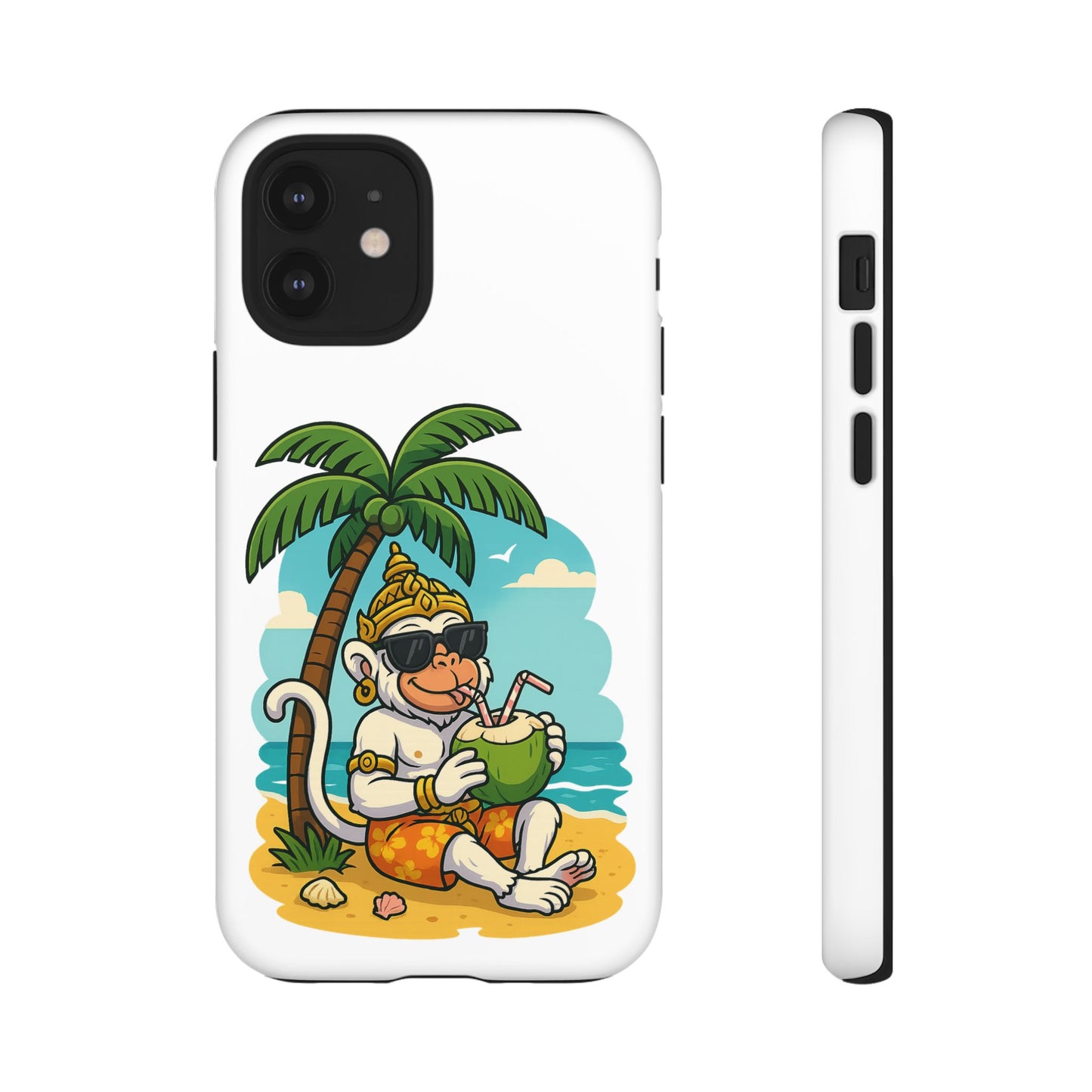 Divine Guard Hanuman Tropical Phone Case, Fun Coconut Drink, Summer Beach Vibes, Gifts for Animal Lovers, Travel Accessory