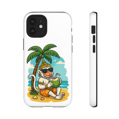 Divine Guard Hanuman Tropical Phone Case, Fun Coconut Drink, Summer Beach Vibes, Gifts for Animal Lovers, Travel Accessory