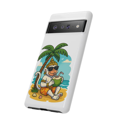 Divine Guard Hanuman Tropical Phone Case, Fun Coconut Drink, Summer Beach Vibes, Gifts for Animal Lovers, Travel Accessory