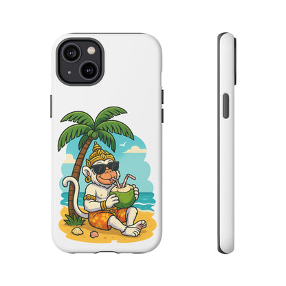 Divine Guard Hanuman Tropical Phone Case, Fun Coconut Drink, Summer Beach Vibes, Gifts for Animal Lovers, Travel Accessory