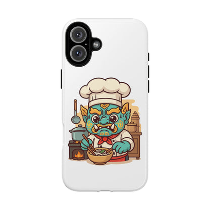 Yeak Chef Phone Case, Tough Khmer Cover, Num Banh Chok Art, Cute Monster Chef Phone Case - Adorable Cooking Gift