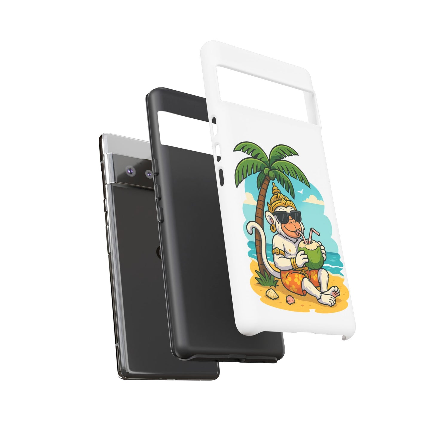 Divine Guard Hanuman Tropical Phone Case, Fun Coconut Drink, Summer Beach Vibes, Gifts for Animal Lovers, Travel Accessory