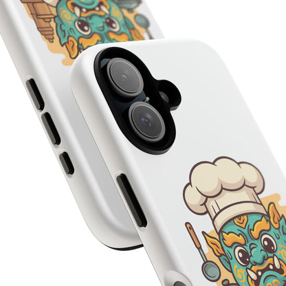 Yeak Chef Phone Case, Tough Khmer Cover, Num Banh Chok Art, Cute Monster Chef Phone Case - Adorable Cooking Gift