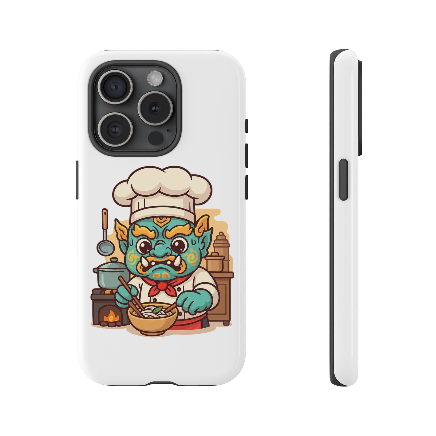Yeak Chef Phone Case, Tough Khmer Cover, Num Banh Chok Art, Cute Monster Chef Phone Case - Adorable Cooking Gift