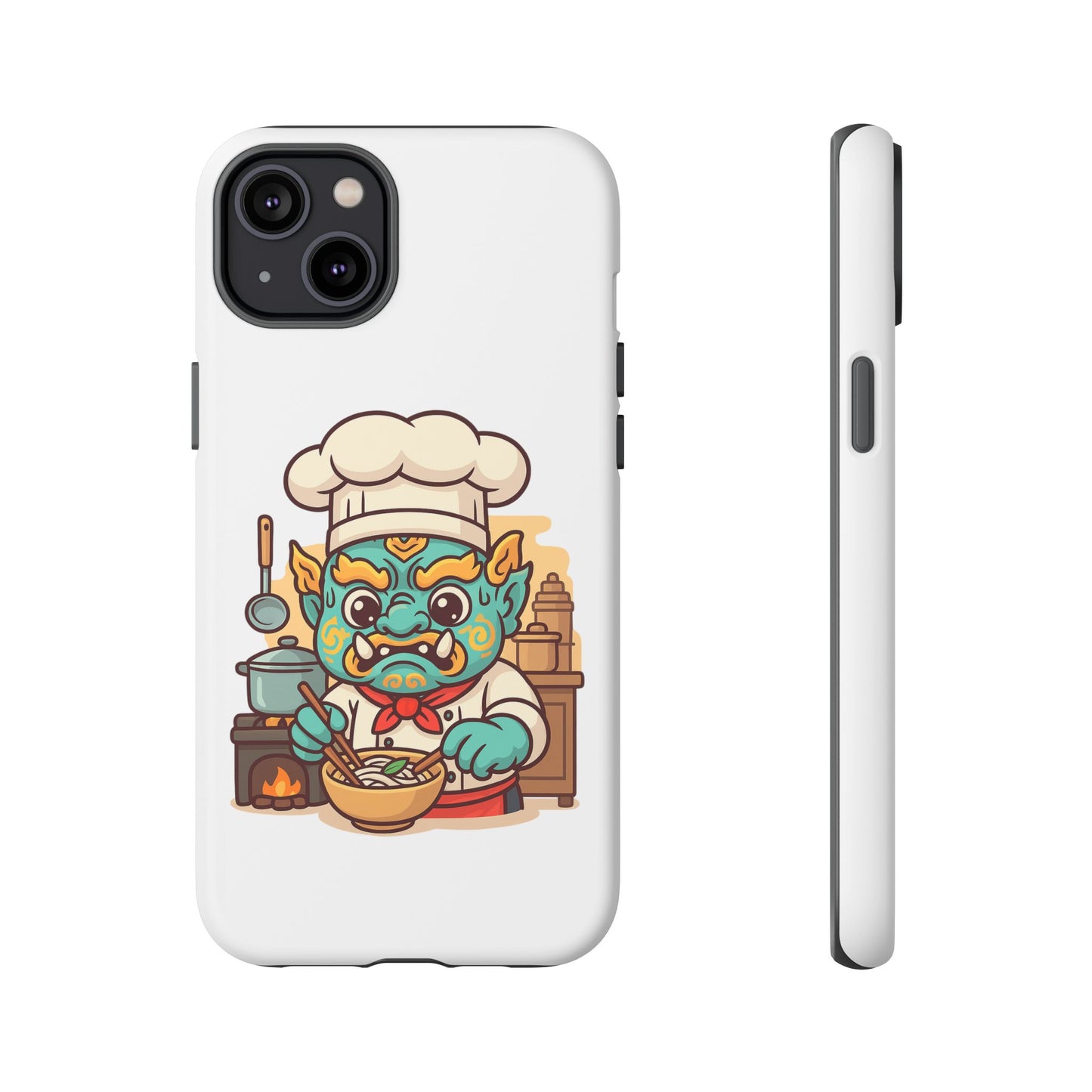 Yeak Chef Phone Case, Tough Khmer Cover, Num Banh Chok Art, Cute Monster Chef Phone Case - Adorable Cooking Gift