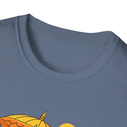 Beach Vibes T-Shirt with Sunset and Umbrella Graphic, Summer Gift, Travel Tee, Ocean Lover Shirt, Casual Everyday Wear