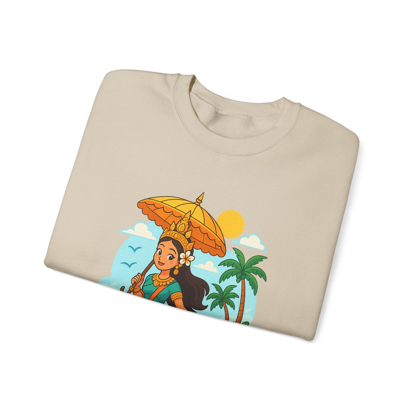 Tropical Vibes Sweatshirt, Beach Vacation Crewneck Jumper, Apsara's Shoreline Grace, Ocean Lover Top, Unisex Sweatshirt Gift, Coastal Wear