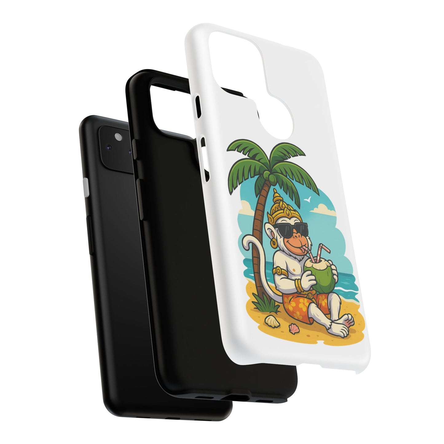 Divine Guard Hanuman Tropical Phone Case, Fun Coconut Drink, Summer Beach Vibes, Gifts for Animal Lovers, Travel Accessory