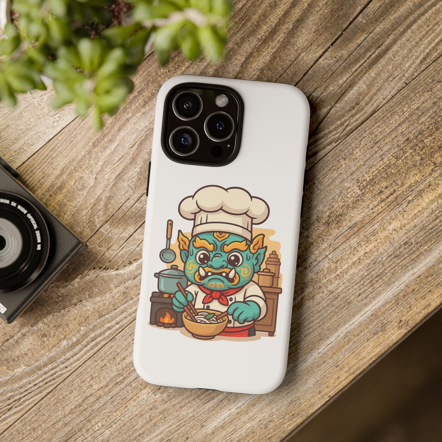 Yeak Chef Phone Case, Tough Khmer Cover, Num Banh Chok Art, Cute Monster Chef Phone Case - Adorable Cooking Gift