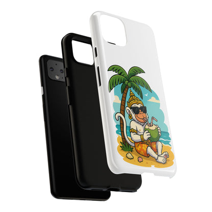 Divine Guard Hanuman Tropical Phone Case, Fun Coconut Drink, Summer Beach Vibes, Gifts for Animal Lovers, Travel Accessory