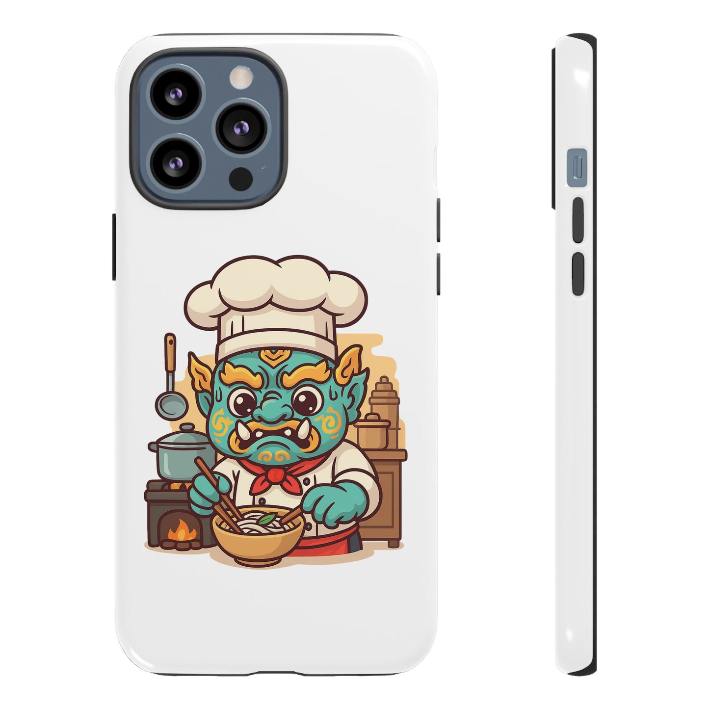 Yeak Chef Phone Case, Tough Khmer Cover, Num Banh Chok Art, Cute Monster Chef Phone Case - Adorable Cooking Gift