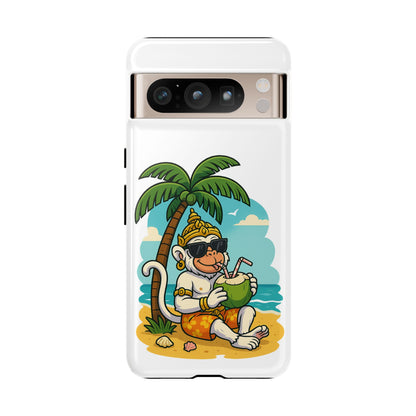 Divine Guard Hanuman Tropical Phone Case, Fun Coconut Drink, Summer Beach Vibes, Gifts for Animal Lovers, Travel Accessory