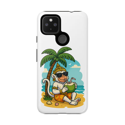 Divine Guard Hanuman Tropical Phone Case, Fun Coconut Drink, Summer Beach Vibes, Gifts for Animal Lovers, Travel Accessory