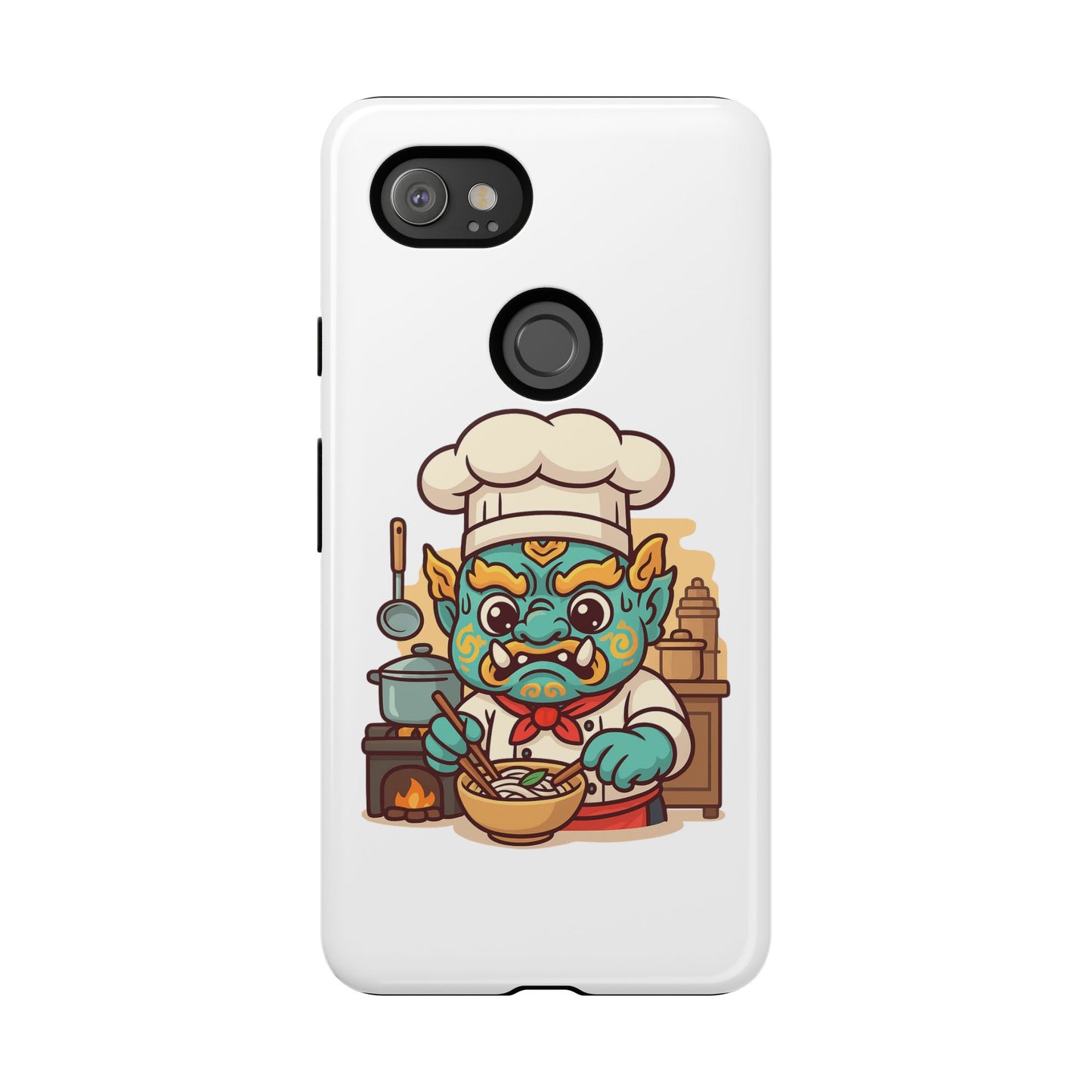 Yeak Chef Phone Case, Tough Khmer Cover, Num Banh Chok Art, Cute Monster Chef Phone Case - Adorable Cooking Gift