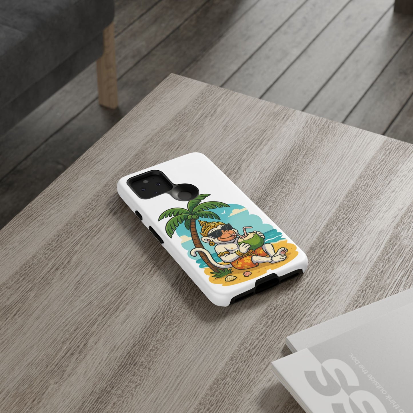 Divine Guard Hanuman Tropical Phone Case, Fun Coconut Drink, Summer Beach Vibes, Gifts for Animal Lovers, Travel Accessory