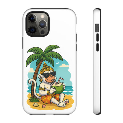 Divine Guard Hanuman Tropical Phone Case, Fun Coconut Drink, Summer Beach Vibes, Gifts for Animal Lovers, Travel Accessory