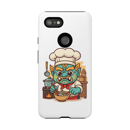 Yeak Chef Phone Case, Tough Khmer Cover, Num Banh Chok Art, Cute Monster Chef Phone Case - Adorable Cooking Gift