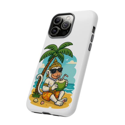 Divine Guard Hanuman Tropical Phone Case, Fun Coconut Drink, Summer Beach Vibes, Gifts for Animal Lovers, Travel Accessory