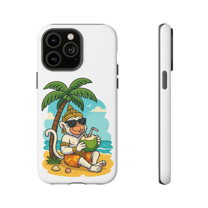Divine Guard Hanuman Tropical Phone Case, Fun Coconut Drink, Summer Beach Vibes, Gifts for Animal Lovers, Travel Accessory