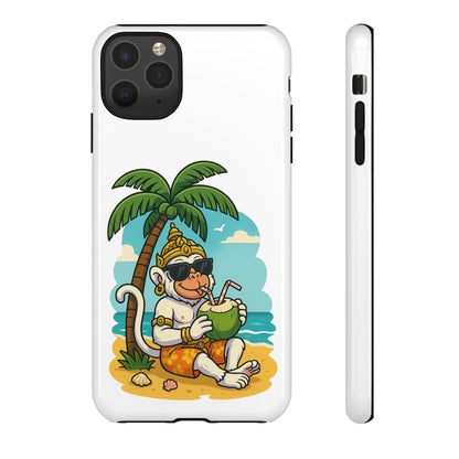 Divine Guard Hanuman Tropical Phone Case, Fun Coconut Drink, Summer Beach Vibes, Gifts for Animal Lovers, Travel Accessory