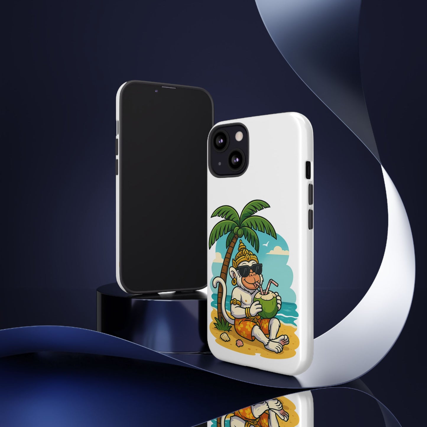 Divine Guard Hanuman Tropical Phone Case, Fun Coconut Drink, Summer Beach Vibes, Gifts for Animal Lovers, Travel Accessory